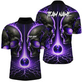 Maxcorners Purple Flame Custom Skull Bowling Shirt, Skull Bowling Team Shirts