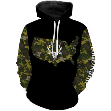 Maxcorners Deer hunting Camo Customize Name 3D All Over Printed Shirts Personalized Hunting gift For Adult And Kid LM2608