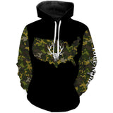 Maxcorners Deer hunting Camo Customize Name 3D All Over Printed Shirts Personalized Hunting gift For Adult And Kid LM2608