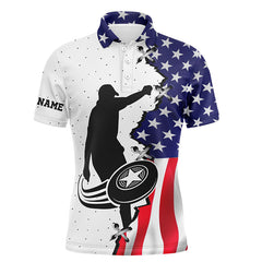 Maxcorners Mens disc golf polo shirt American flag custom patriotic disc golf team jersey disc golf wear MT0510