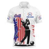 Maxcorners American Flag White Mens polo golf shirts custom patriotic team golf shirts for mens golfer gifts