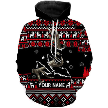 Maxcorners Funny Ugly Sweater pattern Deer shed Hunting Custom All over print Shirts, Christmas shirt for hunte LM2608