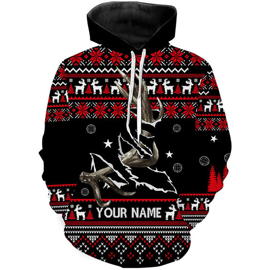 Maxcorners Funny Ugly Sweater pattern Deer shed Hunting Custom All over print Shirts, Christmas shirt for hunte LM2608