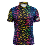 Maxcorners Rainbow Butterflies pattern Mens golf polos shirts custom Butterfly Mens golf clothing