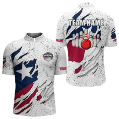Maxcorners Personalized Texas Flag Grunge Pattern Bowling Shirts For Men Custom Texas Bowling Team Jerseys