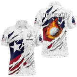 Maxcorners Personalized Texas Flag Grunge Pattern Mens Golf Polo Shirts Custom Patriotic Texas Golf Team Jerseys