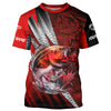 Maxcorners Bass fishing Custom sun protection long sleeve fishing shirts, bass fishing jersey | Red LM2408