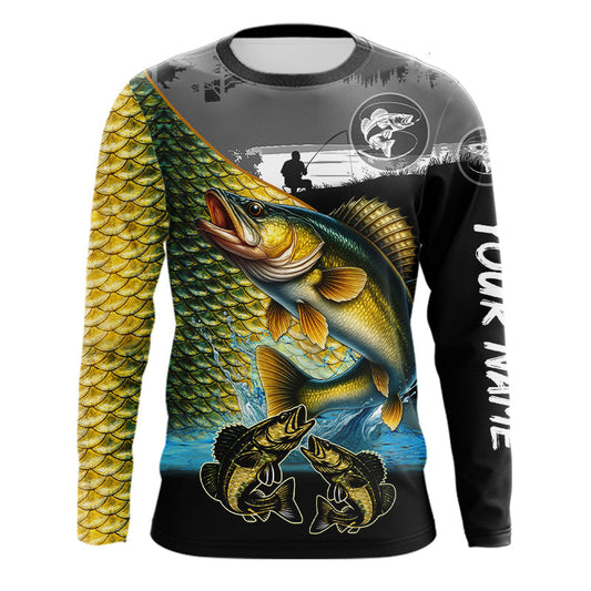 Maxcorners Walleye fishing scales customize performance long sleeves Fishing shirts, Walleye fishing jerseys LM2901