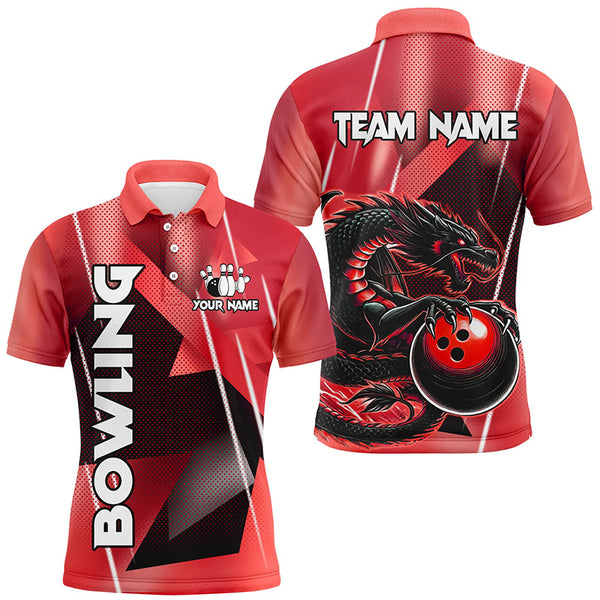 Maxcorners Bowling Dragon Bowling Jersey Customized Name, Team Name 3D Polo Shirt Unisex