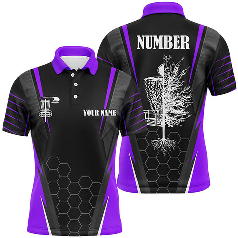 Maxcorners Mens disc golf polo shirt custom disc golf shirt, disc basket golf gifts for mens | Purple MT0510