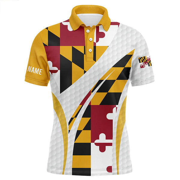 MaxCorners Golfs Maryland Flag Customized Name 3D Polo Shirt For Men