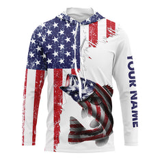 Maxcorners American flag Largemouth Bass patriotic fishing Custom Bass tournament long sleeves fishing shirts LM0201