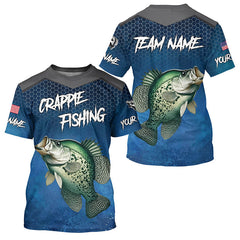 Maxcorners Blue camo Crappie fishing Custom performance long sleeve team Crappie fishing tournament shirts MT2108