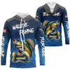 Maxcorners Blue camo Walleye fishing Custom performance long sleeve team Walleye fishing tournament shirts LM0201