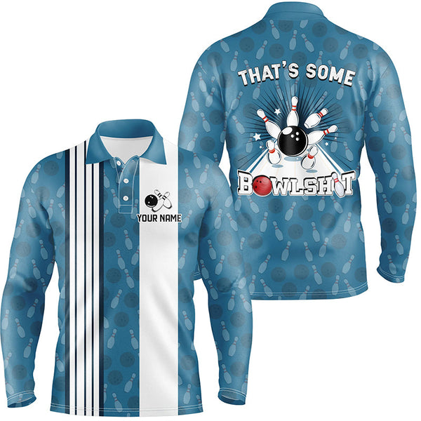 Maxcorners Customized Retro Bowling Team Shirts That's some bowshit Funny Bowling Pattern Jerseys| Blue