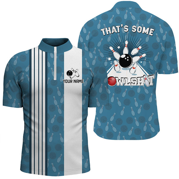 Maxcorners Customized Retro Bowling Team Shirts That's some bowshit Funny Bowling Pattern Jerseys| Blue