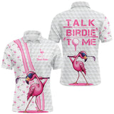 Maxcorners Golf Pink And White Flamingo Customized Name 3D Shirt