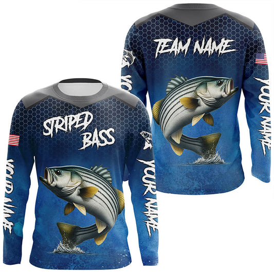 Maxcorners Blue camo Striped Bass fishing Custom performance long sleeve team Striper fishing tournament shirts MT2108