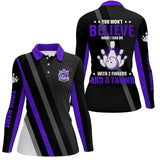 Maxcorners Purple & black Women bowling shirts Custom you won't believe what I can do with 2 fingers and a thum