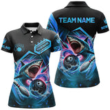 Maxcorners Personalized Black and Blue Angry Shark Bowling shirt for Women Custom Team's Name Bowler