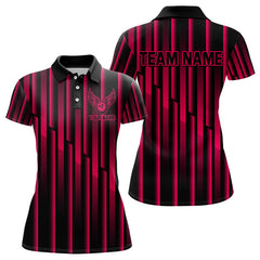 Maxcorners Black And Pink Neon Light Pattern Bowling Polo Shirt For Women Custom Team Bowling Jersey