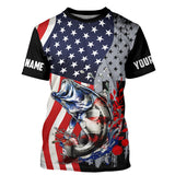 Maxcorners American Flag Bass Fishing Custom patriotic performance Fishing Shirts Bass fishing jerseys MT2108