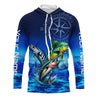 Maxcorners Personalized Mahi Mahi, Wahoo, Tuna Blue Performance Fishing Shirt, compass offshore tournament Shirts LM0201