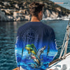 Maxcorners Personalized Mahi Mahi, Wahoo, Tuna Blue Performance Fishing Shirt, compass offshore tournament Shirts LM0201