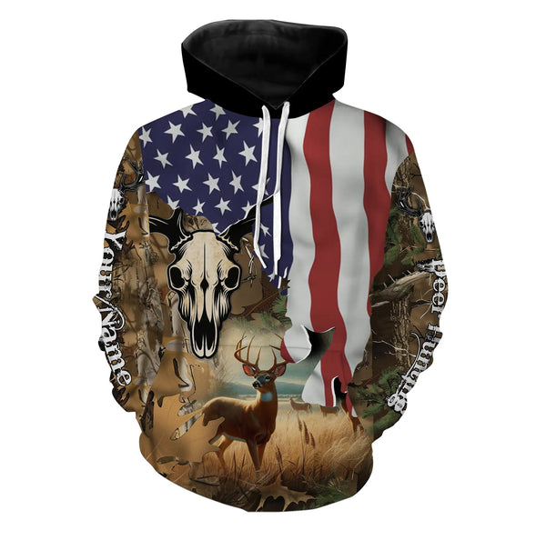 Maxcorners Deer Hunting Camo American Flag patriotic Customize name 3D All over print shirts LM2608