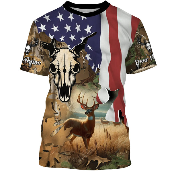 Maxcorners Deer Hunting Camo American Flag patriotic Customize name 3D All over print shirts LM2608