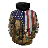 Maxcorners Custom Name Deer Hunting Camo American Flag Patriotic 3D All Over Printed Clothes