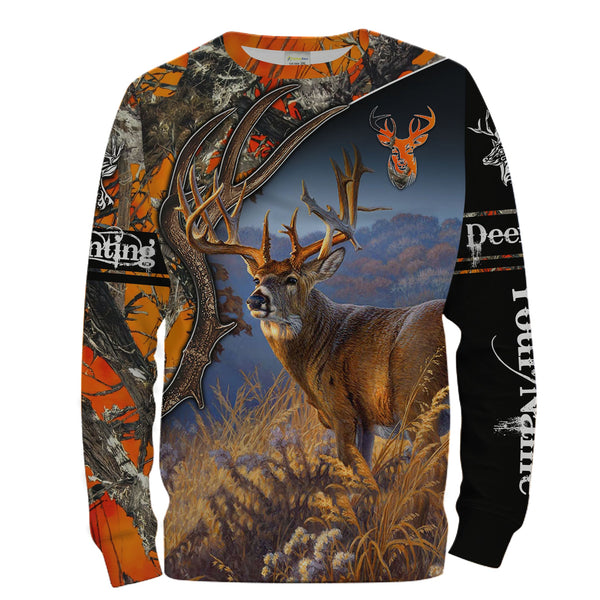 Maxcorners Custom Name Deer Hunting Big Game Orange Camo 3D All Over Printed Clothes