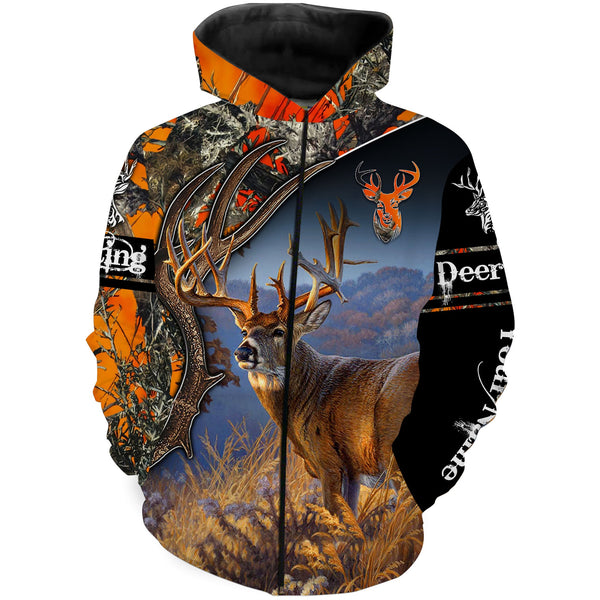 Maxcorners Custom Name Deer Hunting Big Game Orange Camo 3D All Over Printed Clothes