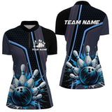 Maxcorners Personalized Bowling shirt for Women Custom Team's Name Bowling League Jersey, Gift For Bowlers | Blue