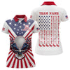 Maxcorners Red, White And Blue American Flag Eagle Mens Golf Polo Shirts Custom Patriotic Golf Top For Men