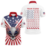 Maxcorners Red, White And Blue American Flag Eagle Mens Golf Polo Shirts Custom Patriotic Golf Top For Men