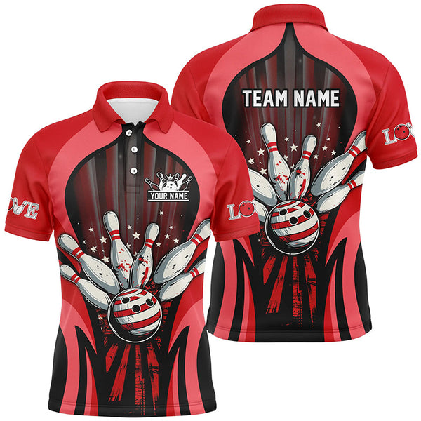 MaxCorners Bowling And Pins Retro Jersey Customized Name 3D Polo Shirt Unisex