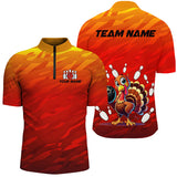 Maxcorners Custom Funny Turkey Bowling Shirts, Orange Camo Thanksgiving Bowling Shirt Team Uniform