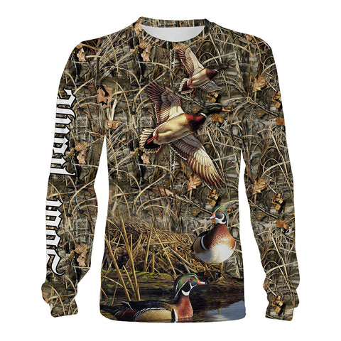 Maxcorners Duck Hunting Waterfowl Camo Customize Name 3D Shirts