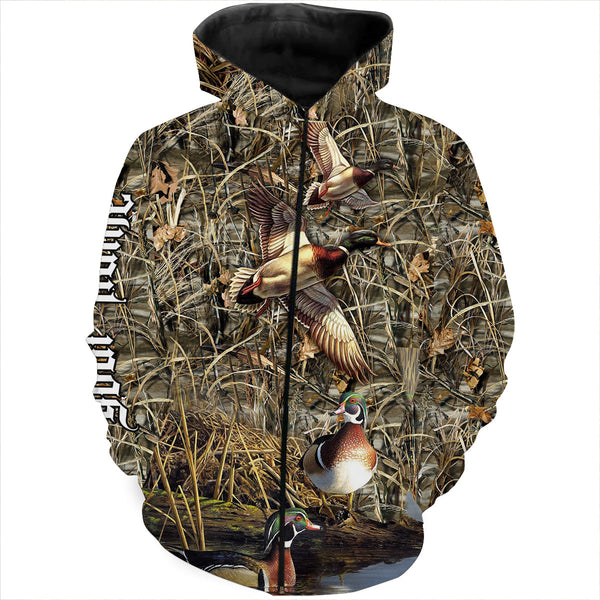 Maxcorners Duck Hunting Waterfowl Camo Customize Name 3D Shirts