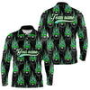 Maxcorners Black Bowling Ball Camo Green Flame Bowling Polo, 1/4 Zip Shirt For Men Custom Bowling Team Jersey