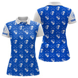 Maxcorners Blue and white golf pattern Mens Golf polo shirts custom name golf beer outfit men golf clothes
