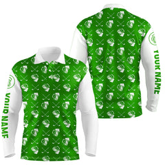 Maxcorners Green and white golf pattern Mens Golf polo shirts custom name golf beer outfit men golf