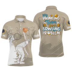 Maxcorners My Drinking Team Has A Bowling Problem For Team Bowling Team Men And Women Polo Shirts, Bowling Pattern Outfits