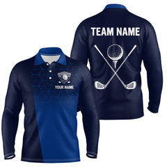 Maxcorners Blue Pattern Mens Golf polo shirts custom Team name golf outfit for men, unique golf gifts
