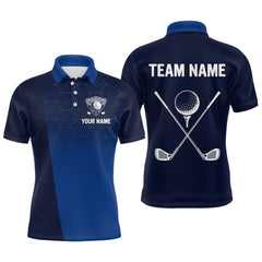 Maxcorners Blue Pattern Mens Golf polo shirts custom Team name golf outfit for men, unique golf gifts