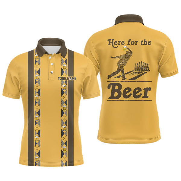 Maxcorners Yellow Retro Bowling Here For The Beer Customized Name And Team Name 3D Shirt