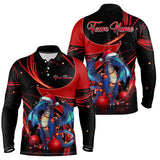 Maxcorners Black And Red Dragon Christmas Bowling Jersey Customized Name, Team Name 3D Shirt