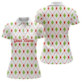 Maxcorners Golf Christmas Argyle Pattern Customized Name 3D Shirt