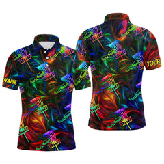 Maxcorners Mens disc golf polo shirt custom name colorful light disc golf jersey , mens disc golf apparel MT0510
